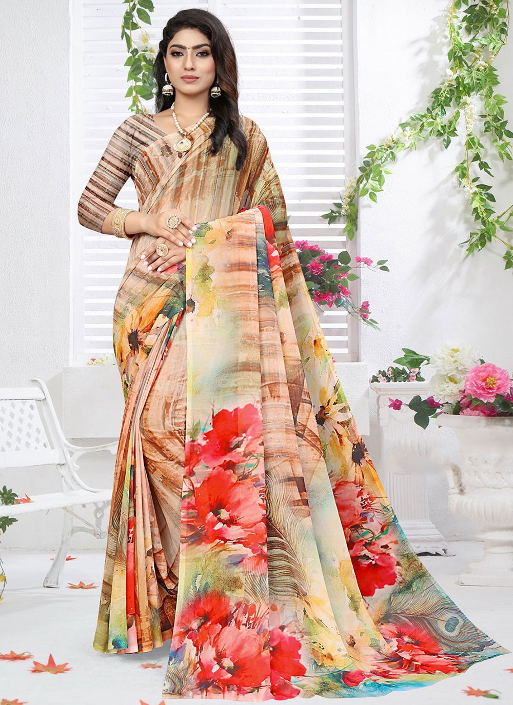 Trendy Saree Weight Less Multi Colour Digital Print Saree