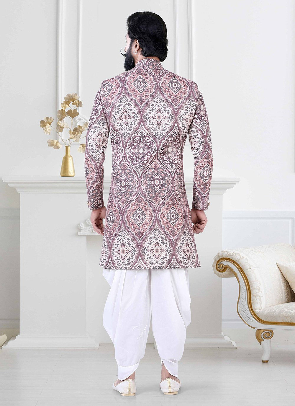 Indo Western Jacquard Multi Colour Woven Mens