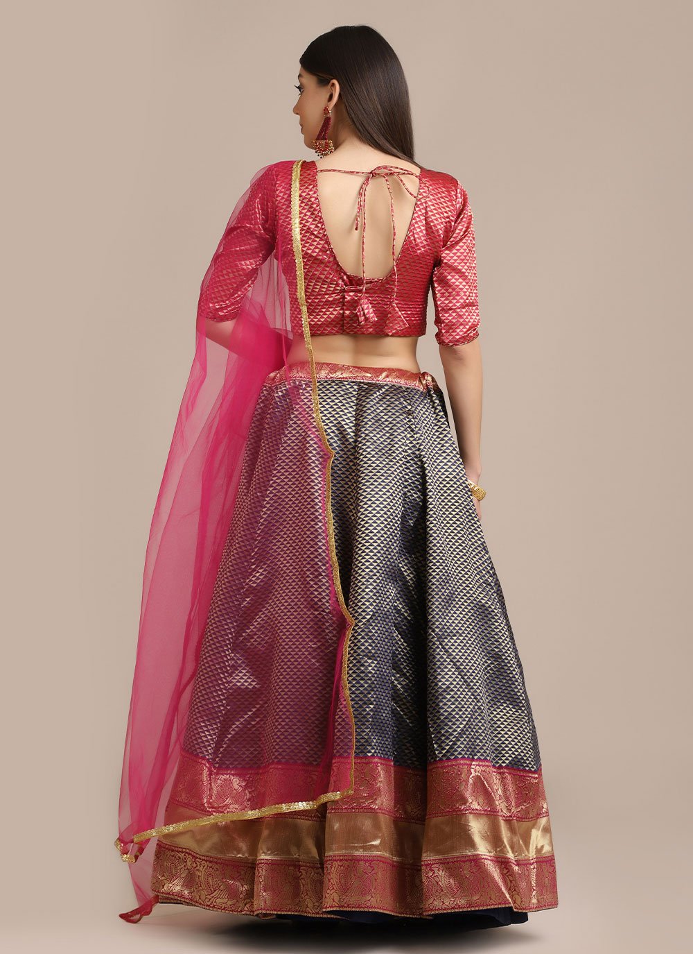 A Line Lehenga Jacquard Multi Colour Woven Lehenga Choli