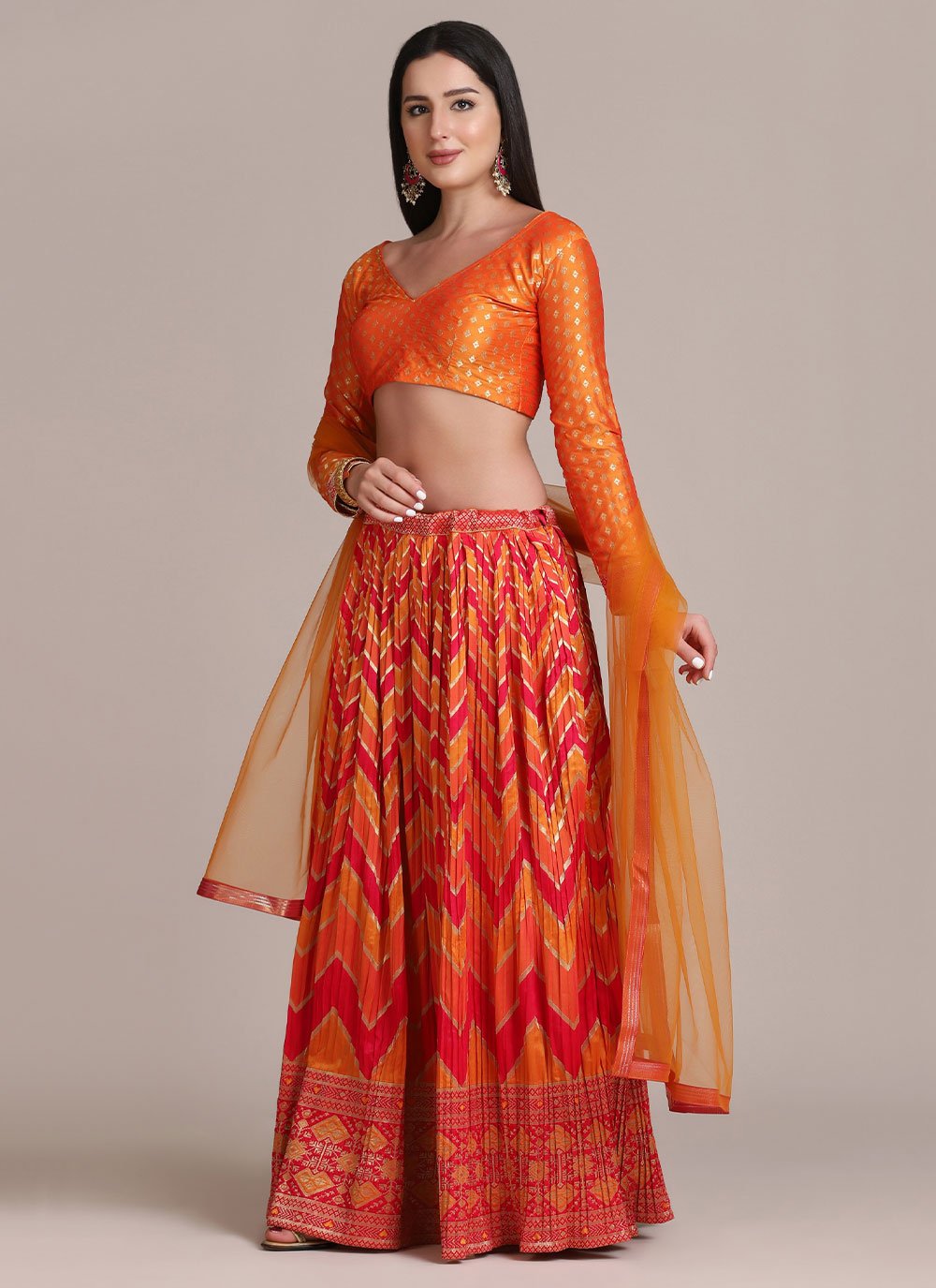 A Line Lehenga Jacquard Silk Multi Colour Woven Lehenga Choli