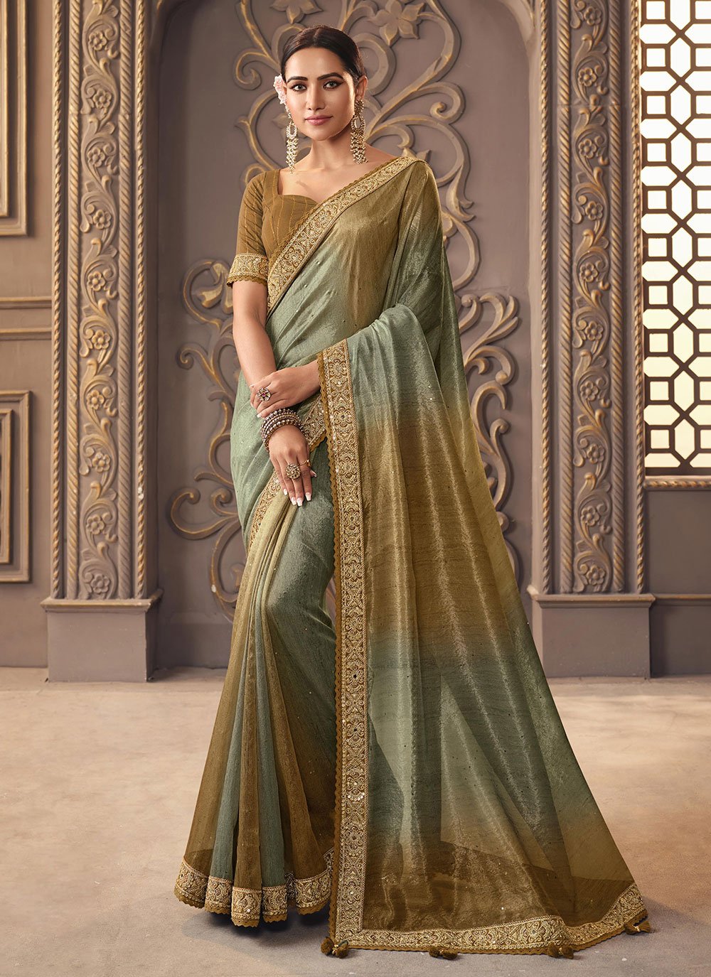 Designer Viscose Multi Colour Embroidered Saree