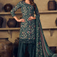 Salwar Suit Muslin Blue Embroidered Salwar Kameez