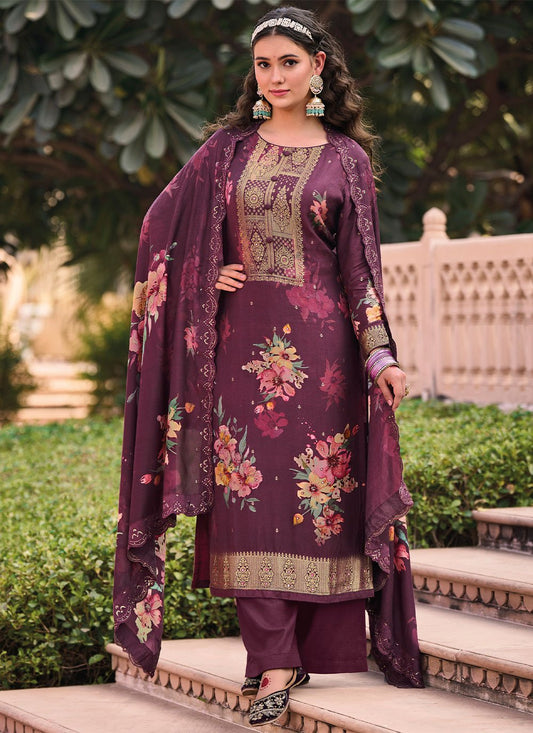 Trendy Suit Muslin Purple Digital Print Salwar Kameez