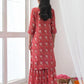 Salwar Suit Muslin Red Floral Patch Salwar Kameez