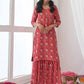 Salwar Suit Muslin Red Floral Patch Salwar Kameez