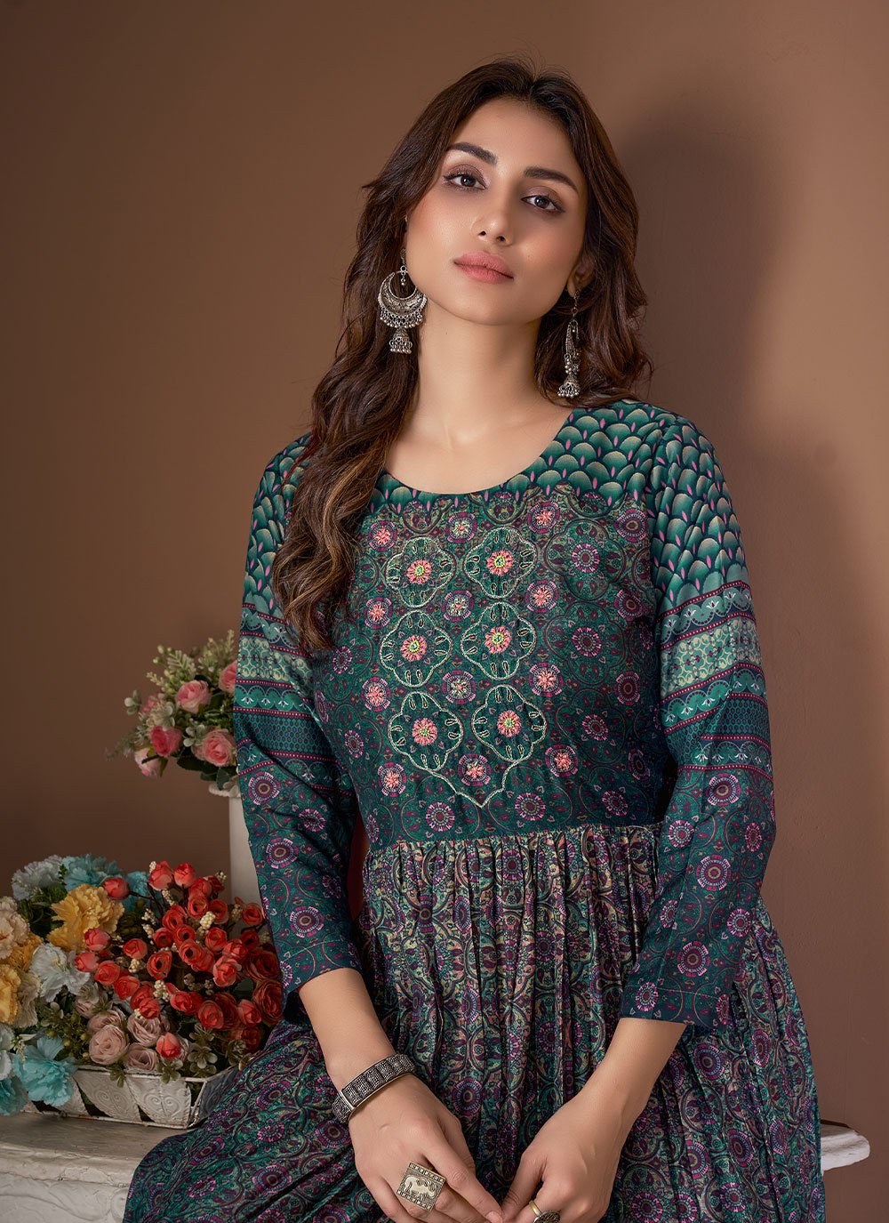 Casual Kurti Muslin Viscose Multi Colour Embroidered Kurtis