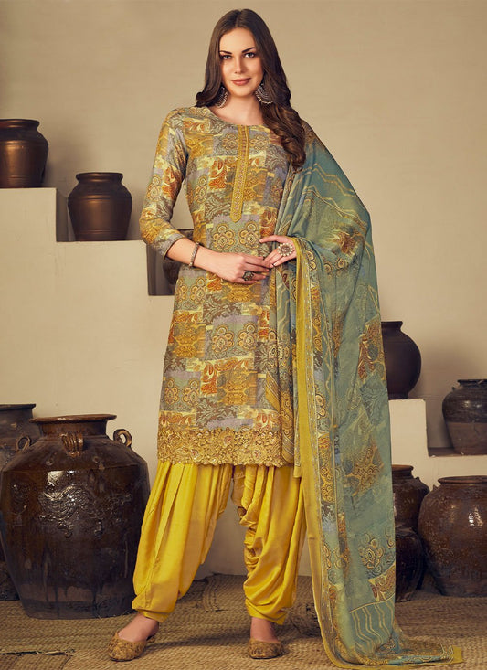 Salwar Suit Muslin Multi Colour Embroidered Salwar Kameez