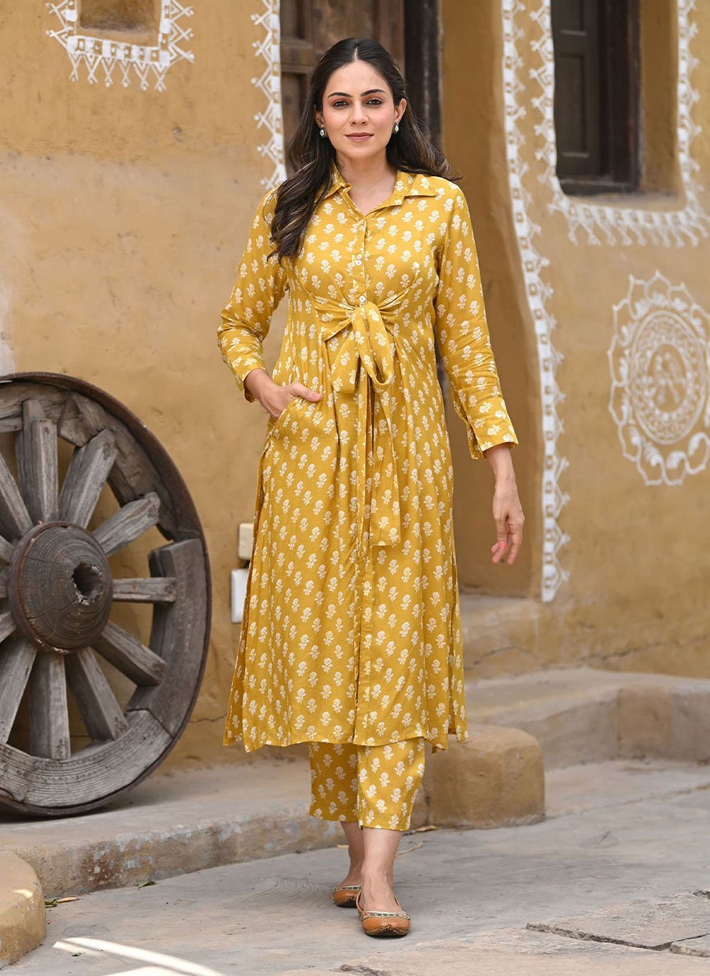 Casual Kurti Muslin Mustard Digital Print Kurtis