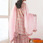 Palazzo Salwar Suit Muslin Pink Floral Patch Salwar Kameez