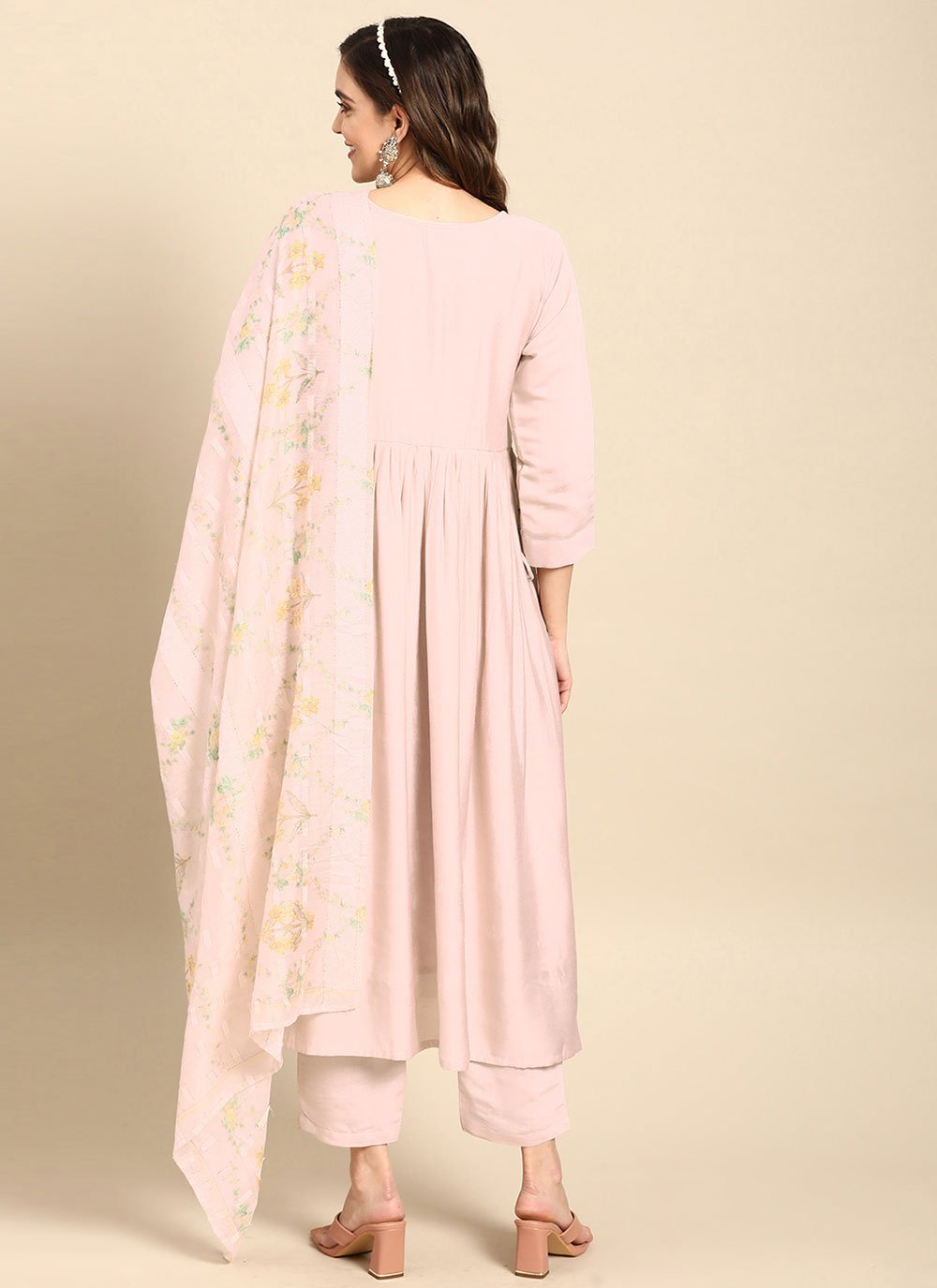 Salwar Suit Muslin Pink Embroidered Salwar Kameez