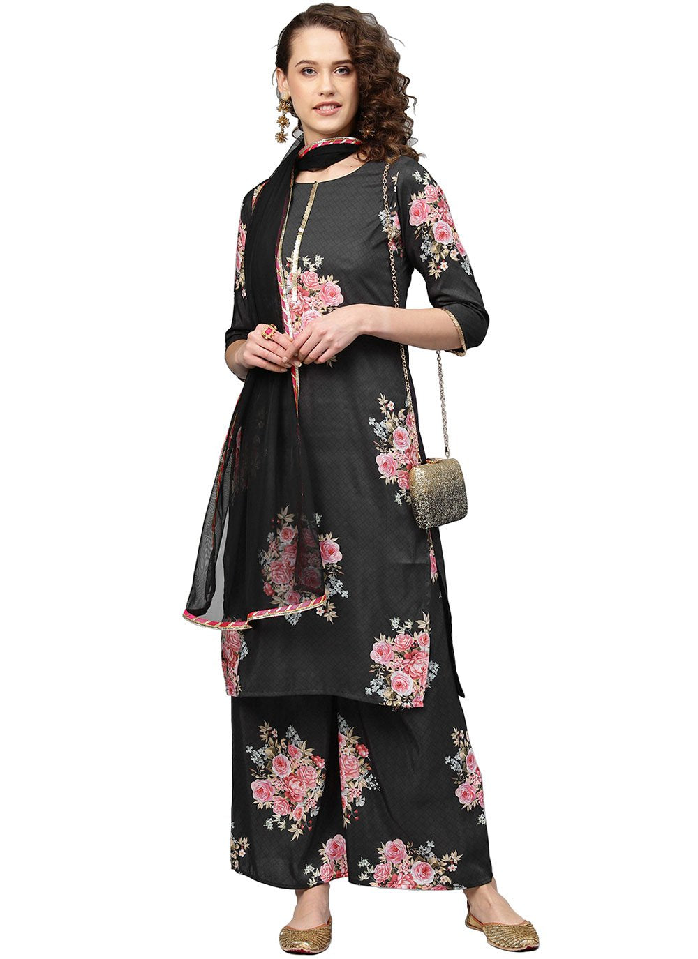 Salwar Suit Muslin Black Print Salwar Kameez