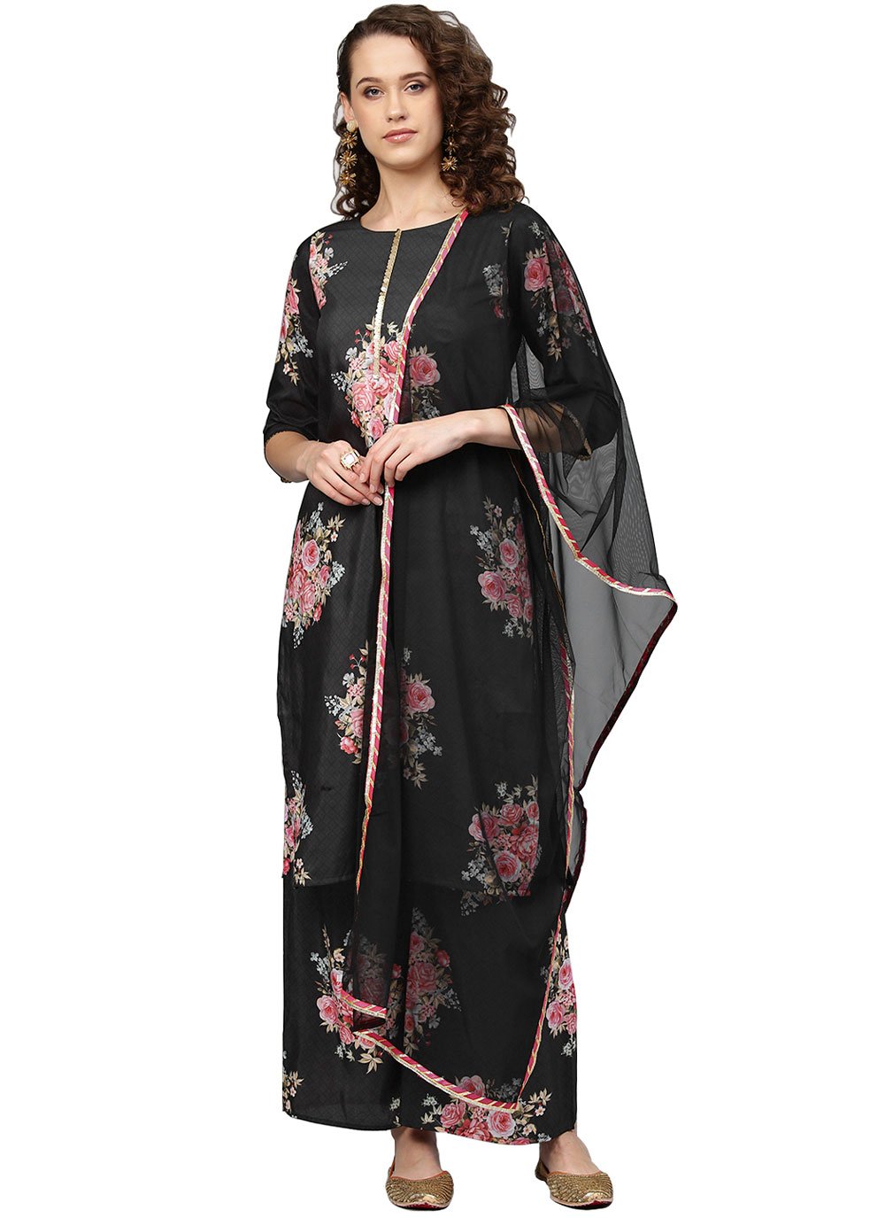 Salwar Suit Muslin Black Print Salwar Kameez