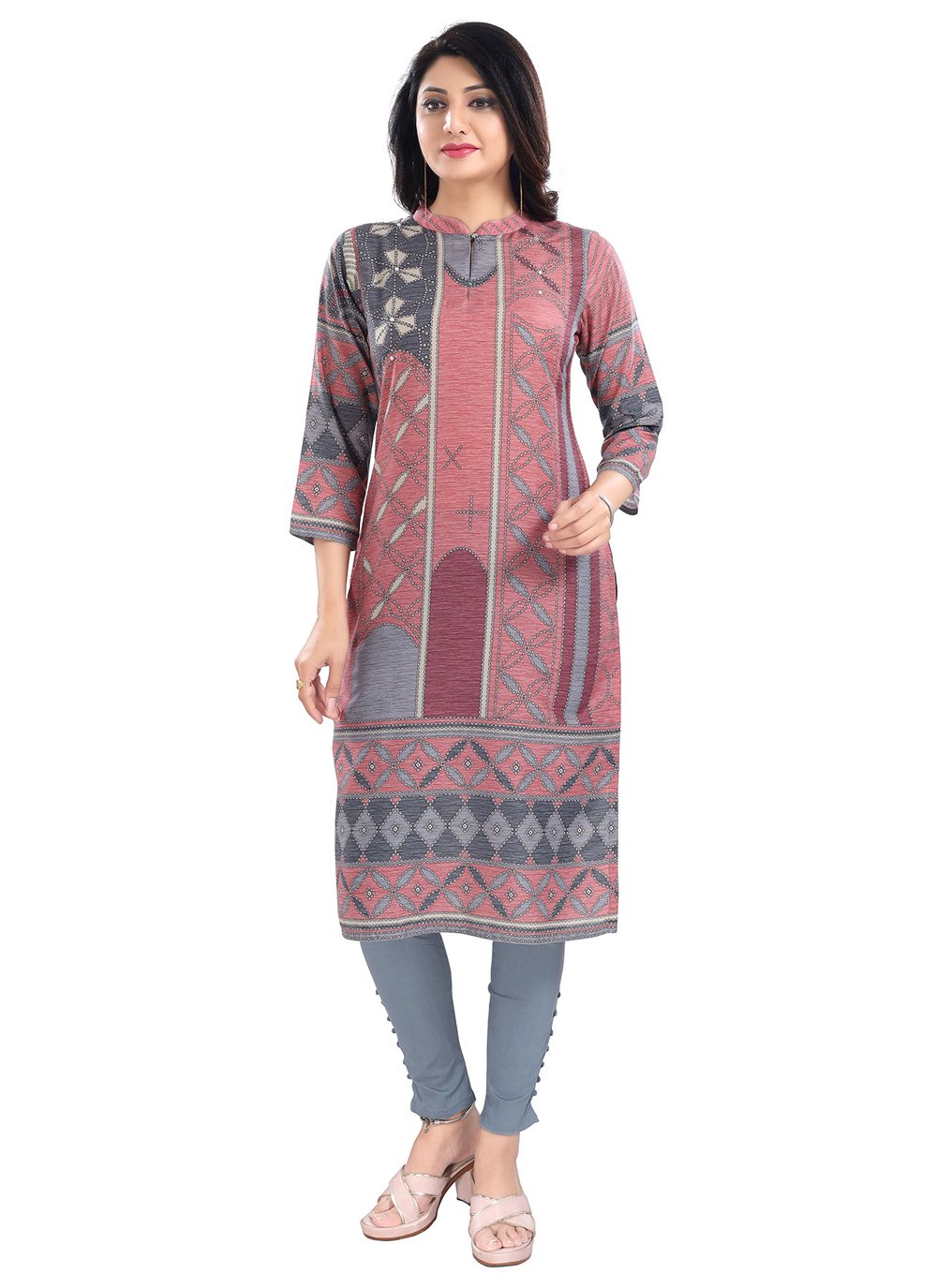 Designer Kurti Muslin Pink Print Kurtis