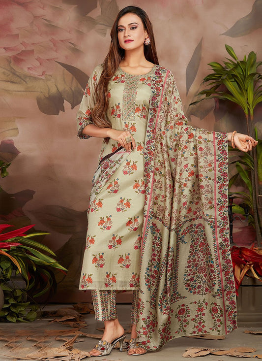 Salwar Suit Muslin Grey Digital Print Salwar Kameez