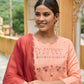 Salwar Suit Cotton Muslin Peach Embroidered Salwar Kameez