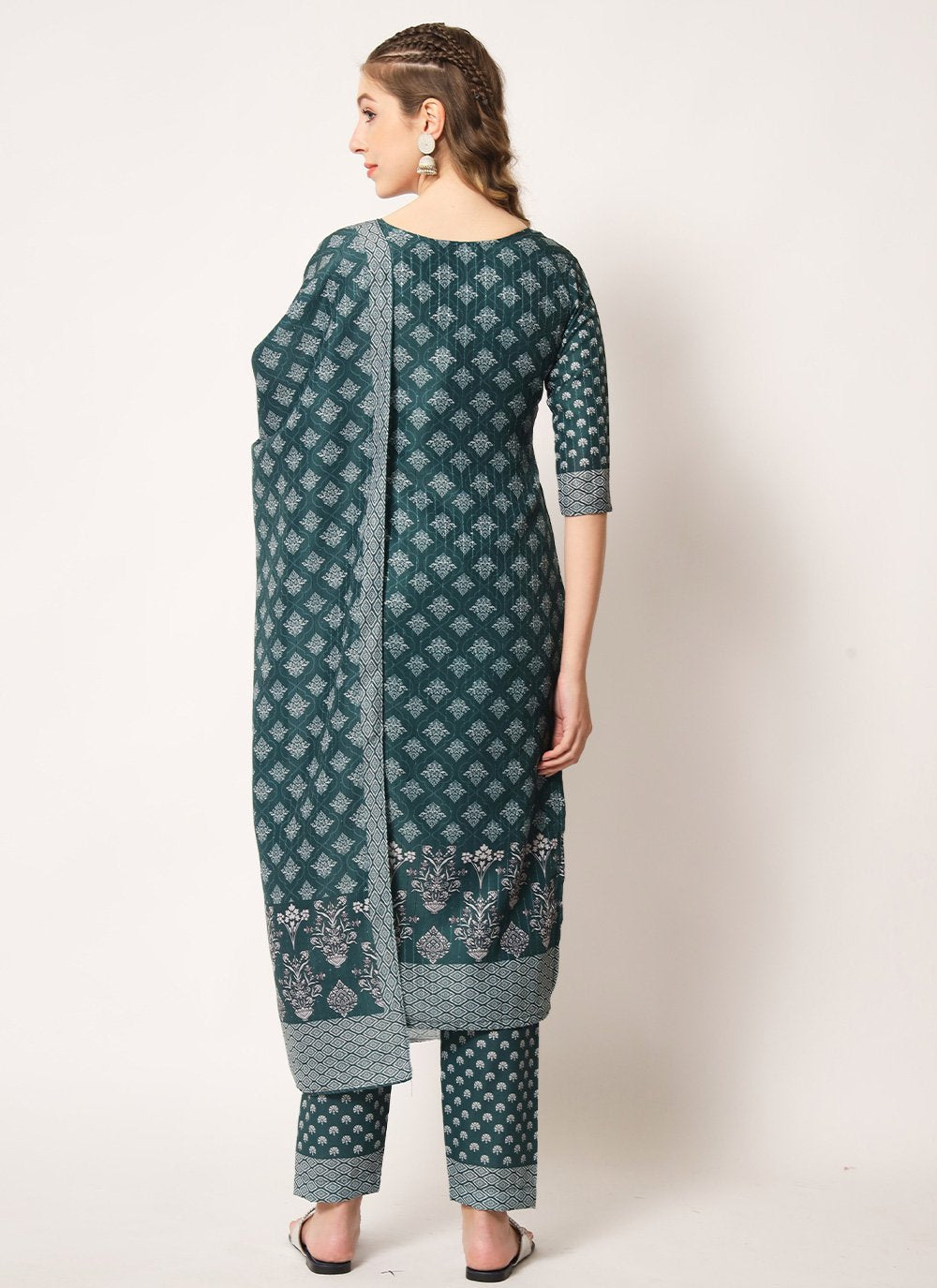 Salwar Suit Muslin Sea Green Embroidered Salwar Kameez