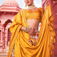 Lehenga Choli Silk Mustard Off White Foil Print Lehenga Choli