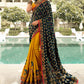 Contemporary Silk Mustard Teal Embroidered Saree