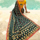Contemporary Silk Mustard Teal Embroidered Saree