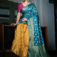 Trendy Saree Banarasi Silk Mustard Turquoise Weaving Saree