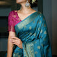 Trendy Saree Banarasi Silk Mustard Turquoise Weaving Saree