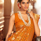 Contemporary Chiffon Mustard Jacquard Work Saree