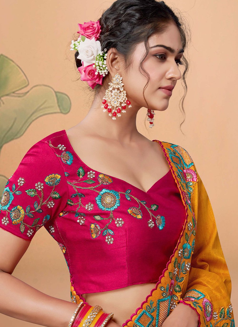 Classic Silk Mustard Embroidered Saree