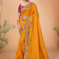 Classic Silk Mustard Embroidered Saree