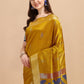 Contemporary Banglori Silk Raw Silk Mustard Sequins Saree