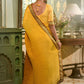 Classic Chinon Mustard Embroidered Saree