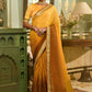 Classic Chinon Mustard Embroidered Saree