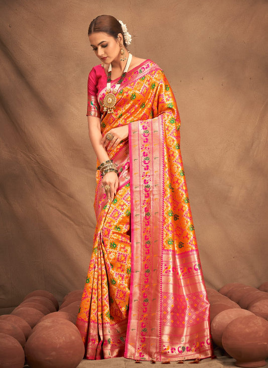 Designer Silk Mustard Weaving Saree