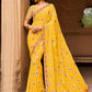Classic Chiffon Mustard Foil Print Saree