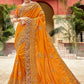 Classic Vichitra Silk Mustard Diamond Saree