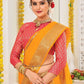 Contemporary Organza Silk Mustard Patch Border Saree