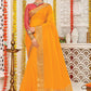 Contemporary Organza Silk Mustard Patch Border Saree