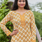 Designer Kurti Cotton Mustard Print Kurtis