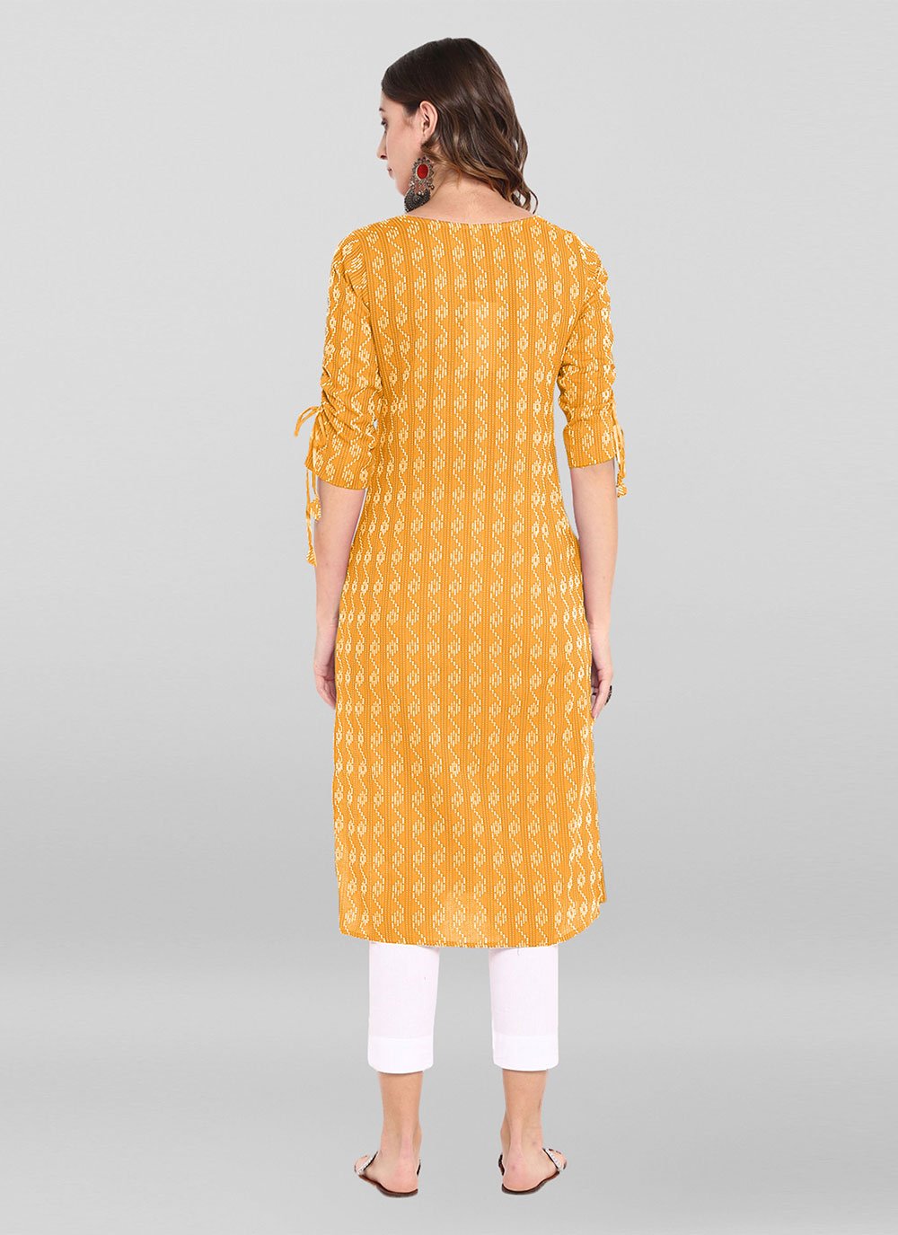 Designer Kurti Cotton Mustard Woven Kurtis