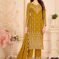 Straight Salwar Suit Faux Georgette Mustard Embroidered Salwar Kameez