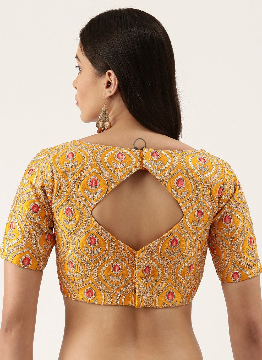Blouse Silk Mustard Embroidered Blouse