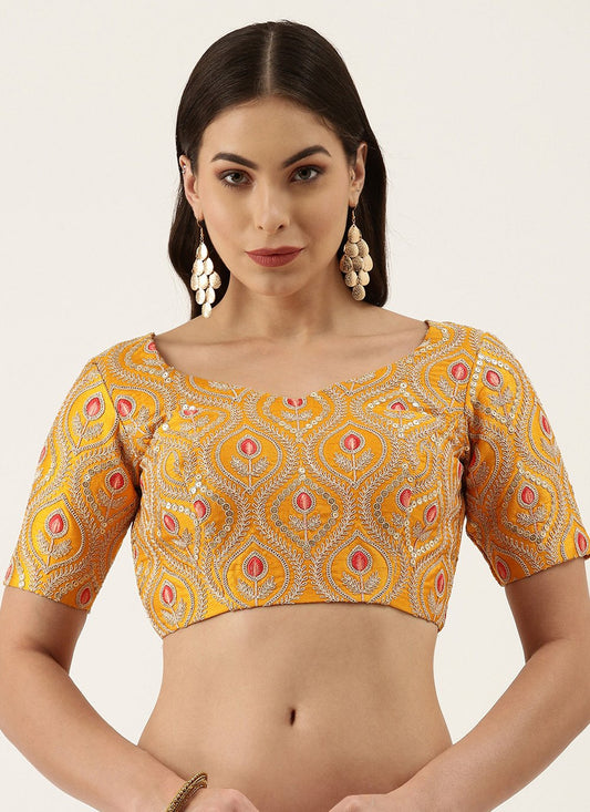 Blouse Silk Mustard Embroidered Blouse