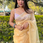 Designer Net Mustard Embroidered Saree