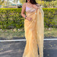 Designer Net Mustard Embroidered Saree