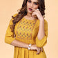 Designer Kurti Rayon Mustard Embroidered Kurtis