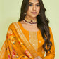 Straight Salwar Suit Jacquard Pure Dola Viscose Mustard Diamond Salwar Kameez