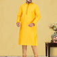 Kurta Pyjama Cotton Mustard Fancy Work Mens