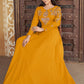 Designer Gown Muslin Mustard Embroidered Gown