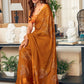 Contemporary Fancy Fabric Mustard Foil Print Saree