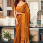 Contemporary Fancy Fabric Mustard Foil Print Saree