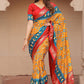 Classic Pure Dola Silk Mustard Foil Print Saree